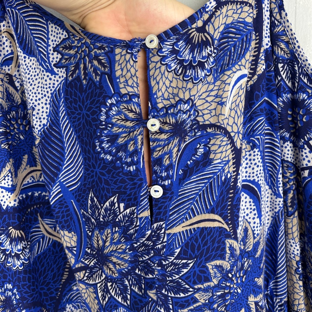 Velvet Graham & Spencer size L Zahara cami dress tiered cotton blue floral - Picture 7 of 14